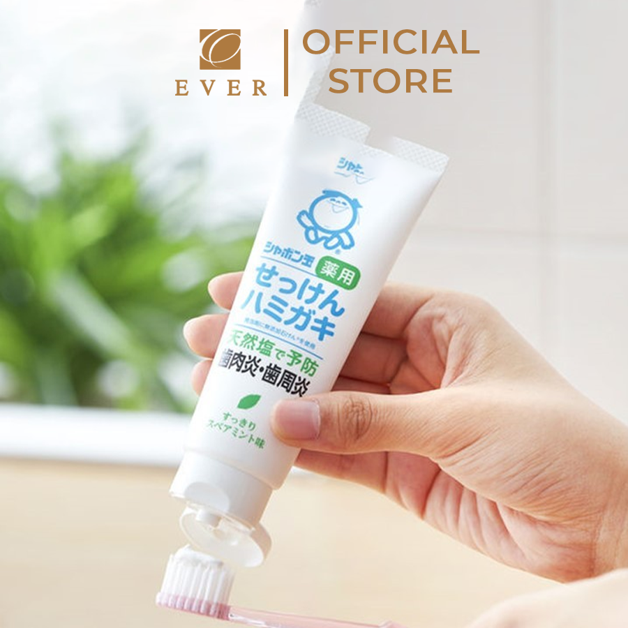 Kem đánh răng Shabondama Natural Salt Toothpaste for Healthier Gums 80g, T60